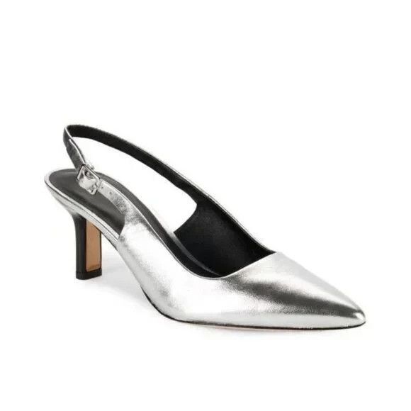 New Vince Pandora Pointed Toe Slingback Pump in Silver Size 11 M - Picture 2 of 5